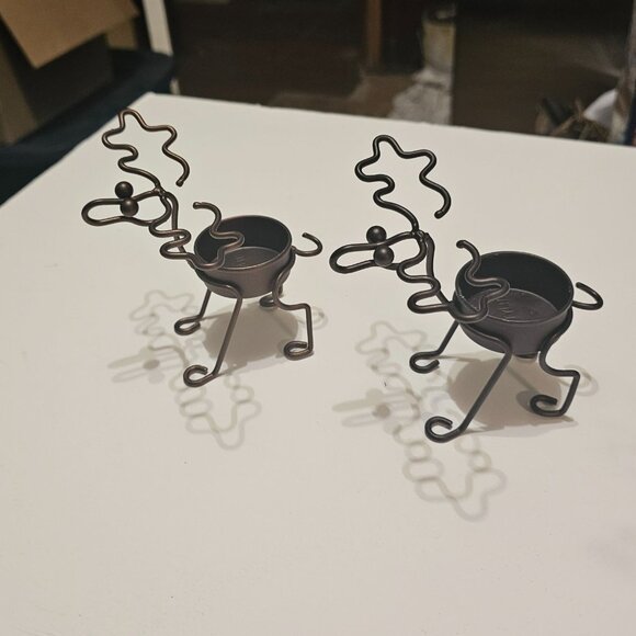 4 PartyLite Woodland Creatures Metal Reindeer / Moose Tealight Candle Holders - Picture 5 of 12